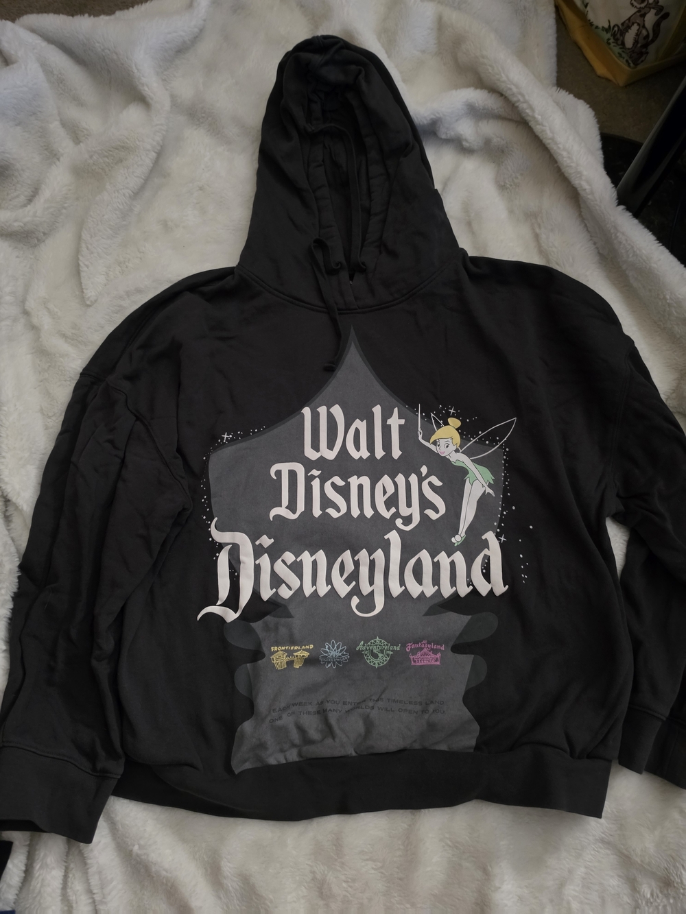 Disney Black Hoodie with Tinker Bell Graphic